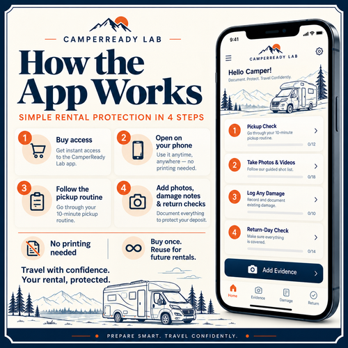 How the CamperReady Rental Protection App works in four simple steps