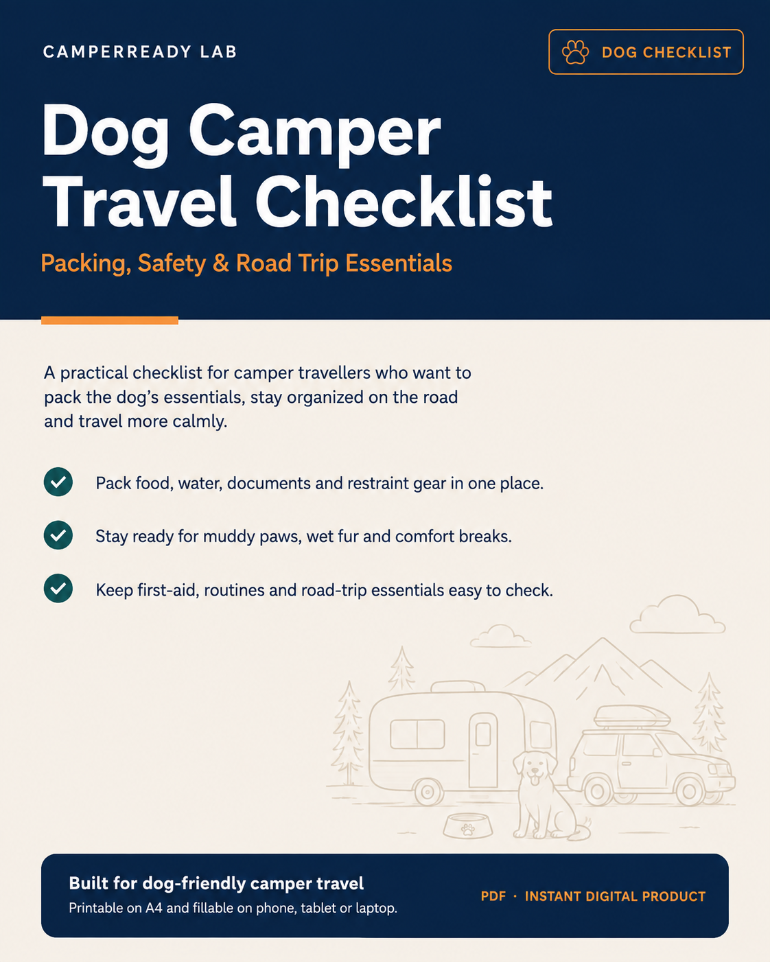 CamperReady Lab Dog Camper Travel Checklist cover