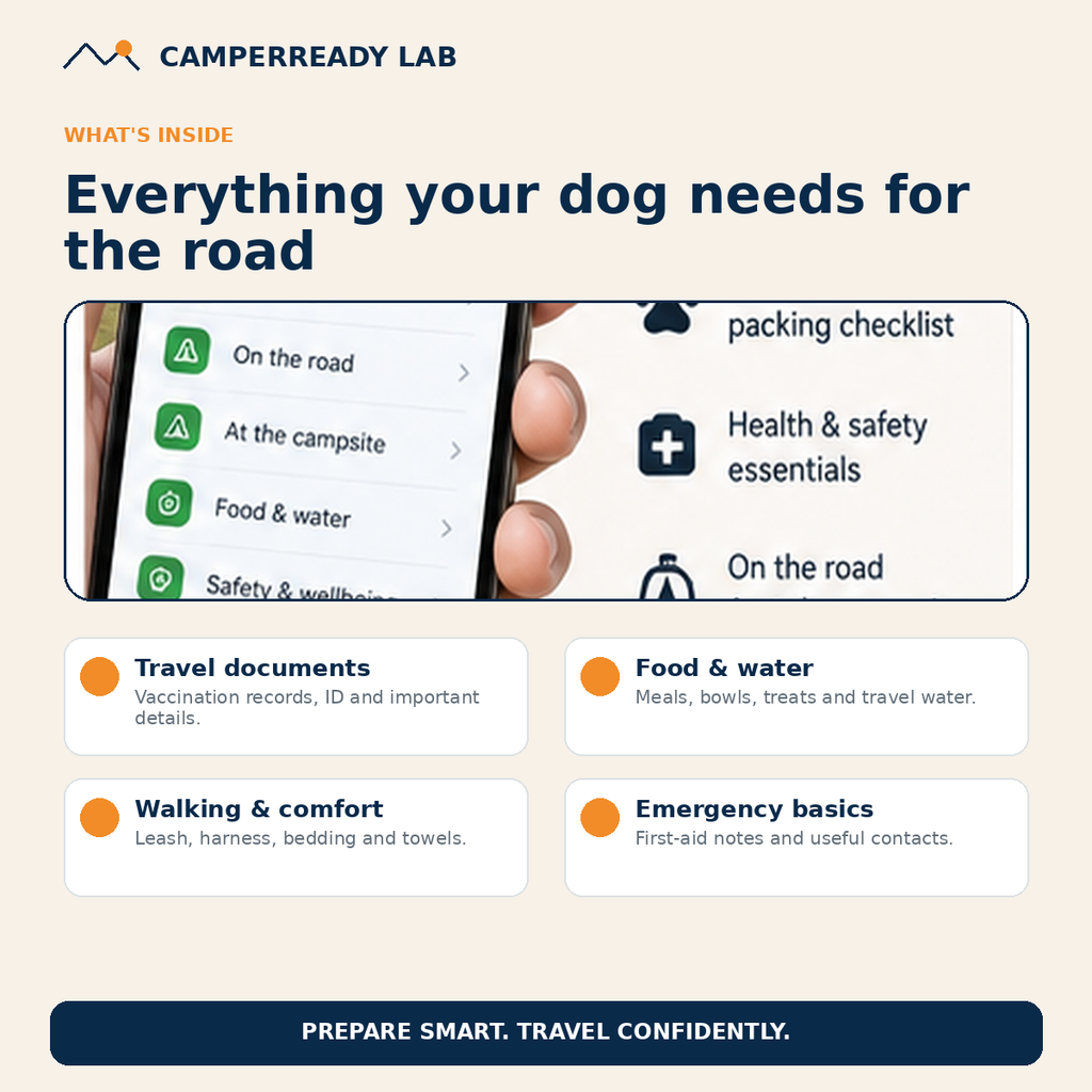 What is inside the CamperReady Dog Camper Travel Checklist