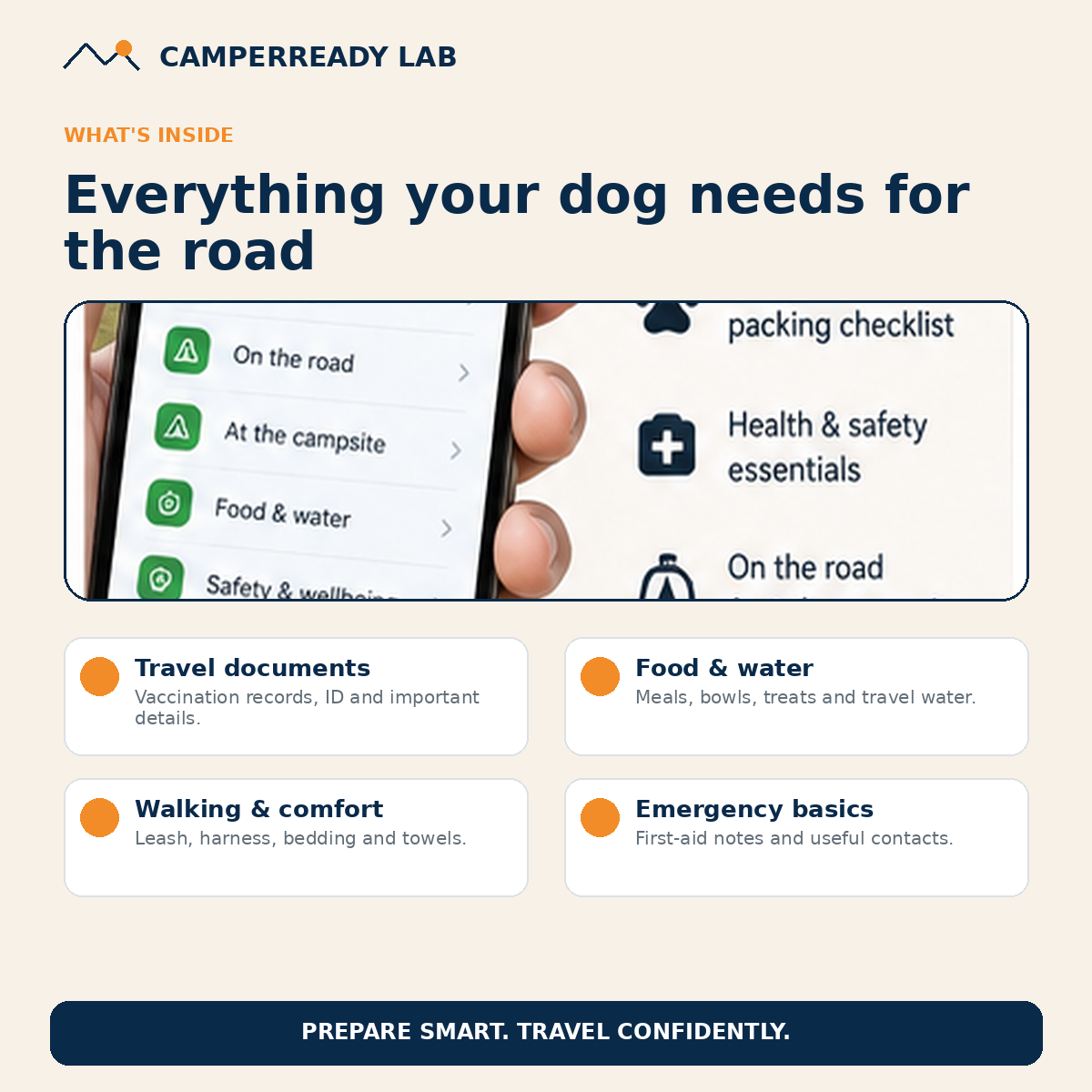 What is inside the CamperReady Dog Camper Travel Checklist