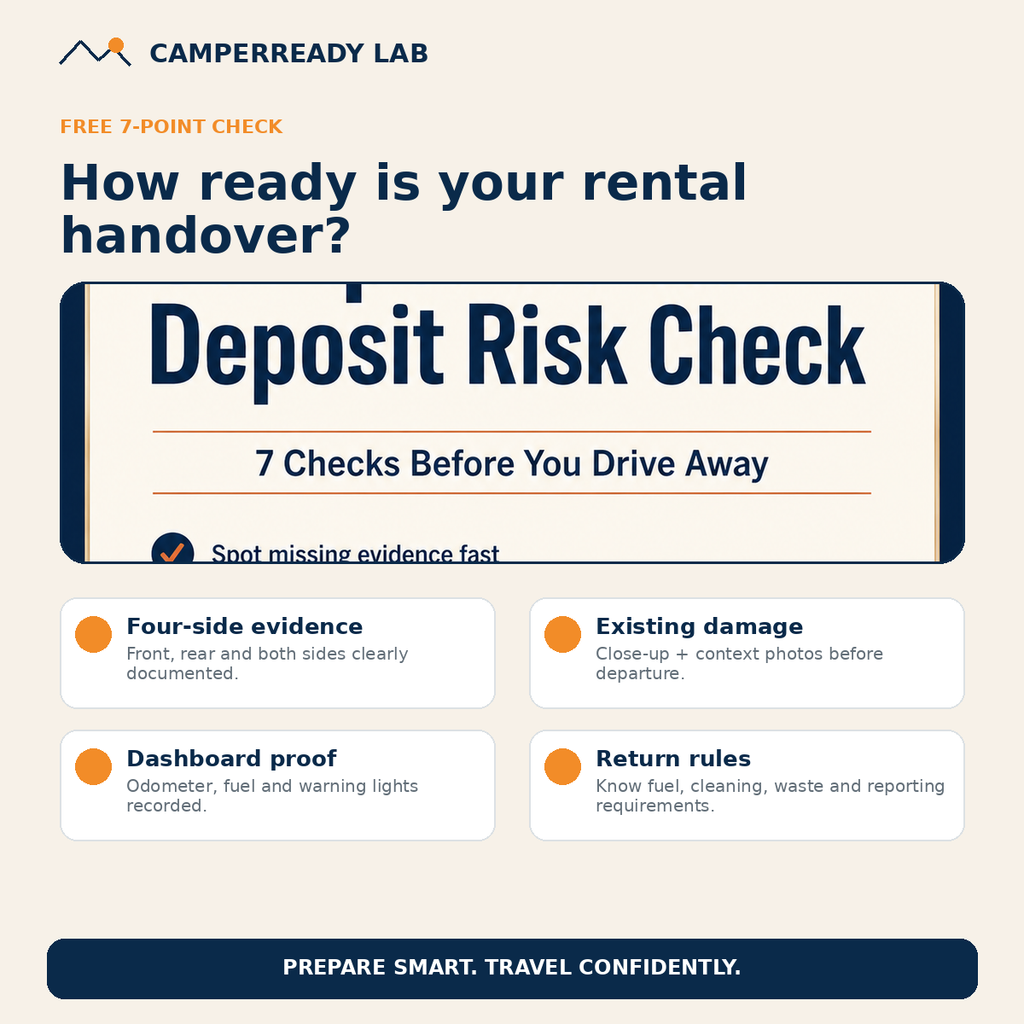 CamperReady free 7-point rental handover risk check score guide