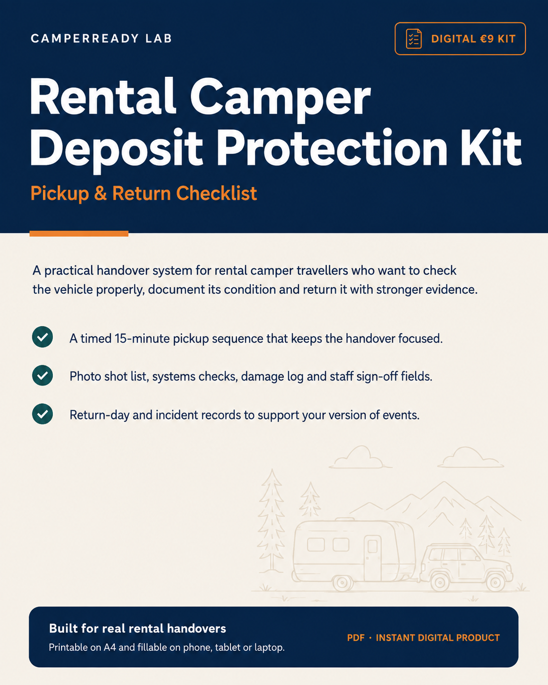 CamperReady Lab Rental Camper Deposit Protection Kit cover